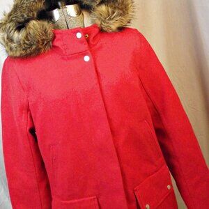 NEW Abercrombie & Fitch Heritage Wool Womens Red Peacoat Parka Hood Lg